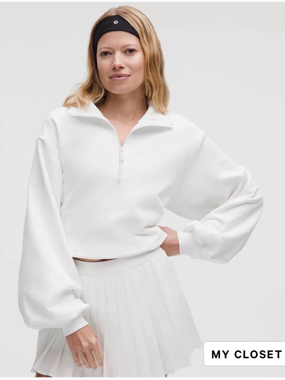 lululemon athletica White Half-Zip Cropped Sweatshirt